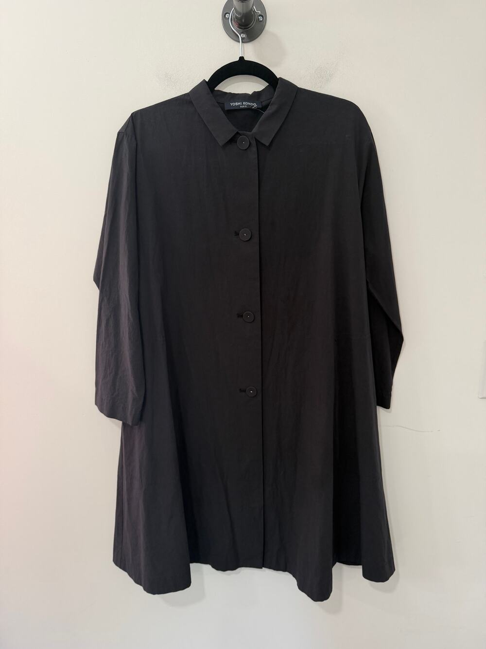Yoshi Kondo Button Down Dress Cotton Black Size S